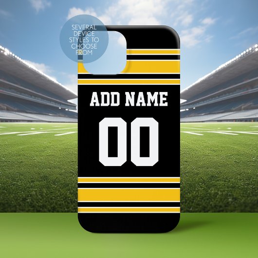 Zwart Gold Team Jersey - Aangepaste naam en nummer Case-Mate iPhone Case