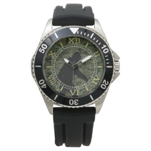 Zwart Gone Squatchin Woodland Camouflage Dial Horloge