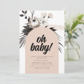 Zwart Gothic Boho Baby shower Party Invite Kaart (Staand voorkant)