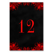 Zwart Gothic Rood Bloemen Receptie Tafel Aantal Ka Kaart (Achterkant)