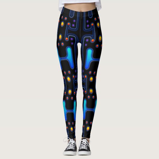 Zwart Gothic Space Girl Mechanische Android Robot Leggings (Voorkant)