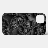 Zwart gotisch patroon gepersonaliseerd monogram Case-Mate iPhone case (Achterkant (horizontaal))
