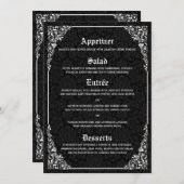 Zwart Gotisch Victoriaans Damask Trouwmenu's Menu (Voorkant / Achterkant)