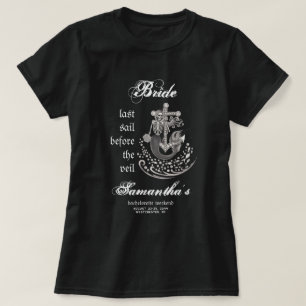 Zwart Gotische Zeemeermin Laatste Zeil Bachelorett T-shirt
