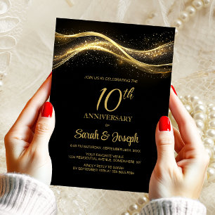 Zwart Goud 10e bruiloft Jubileum Kaart
