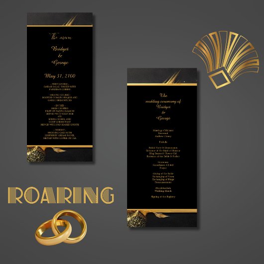  zwart goud 1920s bruiloft programma