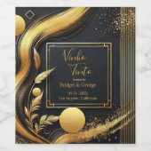 zwart goud 1920s bruiloft wijn etiket (Enkel label)