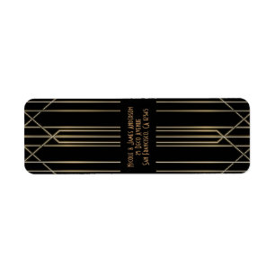 Zwart & Goud 20'er jaren Art Deco Gatsby Glam Trou Etiket
