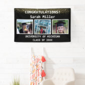 Zwart & Goud 3 Foto Afstuderen Klasse van 2025 Spandoek (Insitu)