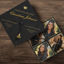 Zwart & Goud 4 Foto Grad Cap Afstuderen