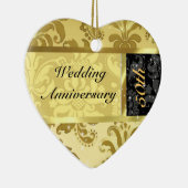 Zwart & Goud 50e Bruiloft Jubileum Ornament (Rechts)
