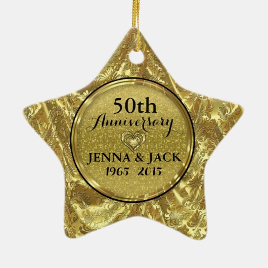 Zwart & Goud 50e Bruiloft Jubileum Ornament 3 (Achterkant)