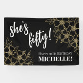 Zwart goud 50ste verjaardag spandoek (Horizontaal)