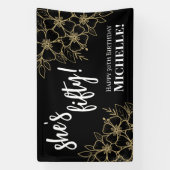 Zwart goud 50ste verjaardag spandoek (Verticaal)