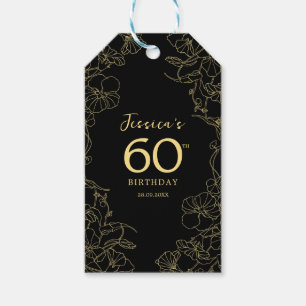 Zwart Goud 60e Verjaardag Cadeaulabel