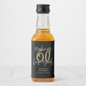 Zwart goud 60e verjaardag typografie feestgunst likeurfles etiket (Voorkant)