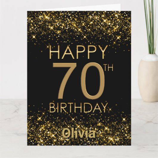 Zwart Goud 70e Verjaardag Kaart (Voorkant)