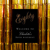 Zwart goud 80ste verjaardagsfeest welkom poster