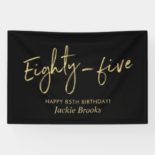 Zwart & Goud 85ste verjaardagsfeest welkomstbanner Spandoek