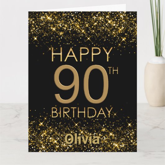Zwart Goud 90e Verjaardag Kaart (Voorkant)