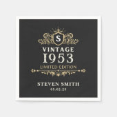 Zwart Goud Aangepast Jaar 1953 70ste Verjaardag Servet (Voorkant)