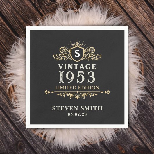 Zwart Goud Aangepast Jaar 1953 70ste Verjaardag Servet