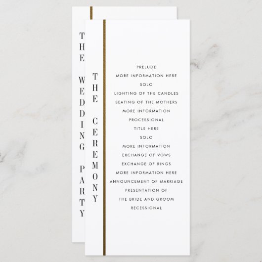Zwart & Goud | Aangepast trouwprogramma Programma (Voorkant / Achterkant)