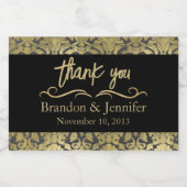 Zwart & Goud Aangepaste Bruiloft Mousserende Wijn  Sparkling Wijnetiket (Enkel label)