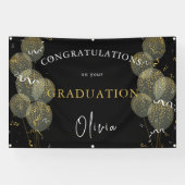 Zwart & Goud Aangepaste Feestelijke Persoonlijke A Spandoek (Horizontaal)