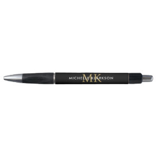 Zwart Goud Aangepaste Monogram Initiaal Naam Elega Pen
