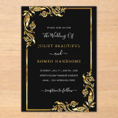 Zwart Goud Acryl Uitnodiging Sjabloon Acryl Uitnodigingen (Voorkant)