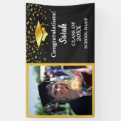 Zwart & Goud Afstuderen Custom Fotoklasse van 2025 Spandoek (Verticaal)