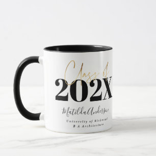 zwart goud afstuderen elegant script modern  mok