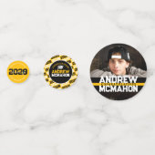 Zwart & Goud Afstuderen Foto Gepersonaliseerde Par Confetti (Voorkanten)