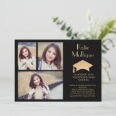 Zwart Goud Afstuderen Klasse van 2024 Foto (Staand voorkant)