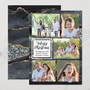Zwart Goud Agaat 5-foto Vrolijk Kerstfeest Kaart