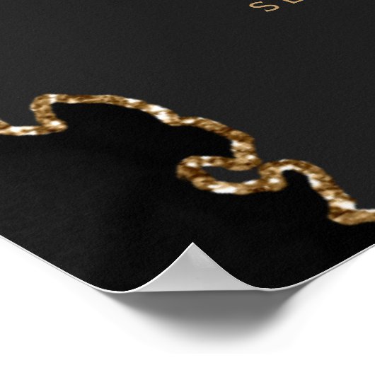 Zwart Goud Agaat Geode 18x24 Bruiloft Welkom Poster (Hoek)