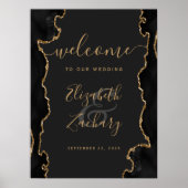 Zwart Goud Agaat Geode 18x24 Bruiloft Welkom Poster (Voorkant)