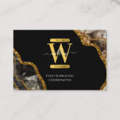 Zwart Goud Agaat Geode Glitter Marmer Social Media Visitekaartje (Voorkant)