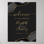 Zwart Goud Agaat Hoeken 20x28 Bruiloft Welkom Poster (Voorkant)