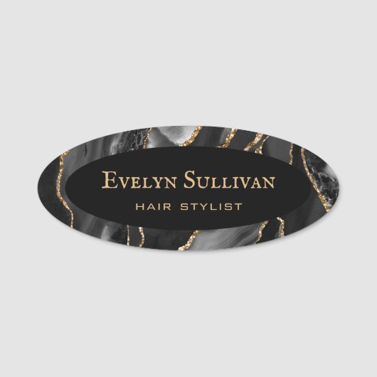 Zwart Goud Agaat Naam Tag (Voorkant)