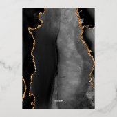 Zwart Goud Agaat Smaragd Groen Bruiloft Folie Uitnodiging (Achterkant)