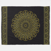 Zwart & Goud Arabesque Fleece Deken (Voorkant (Horizontaal))