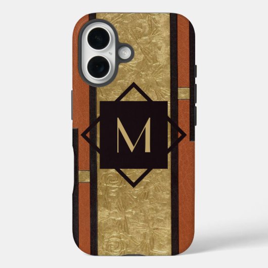 Zwart & Goud Art Deco Custom Monogram Case-Mate iPhone Case (Achterkant)
