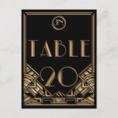 Zwart Goud Art Deco Gatsby Stijl Tafel Nummer 20 Briefkaart (Voorkant)