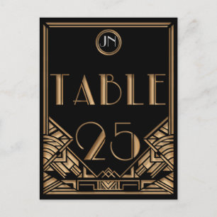 Zwart Goud Art Deco Gatsby Stijl Tafel Nummer 25 Briefkaart