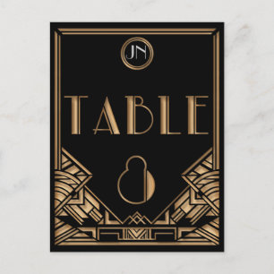 Zwart Goud Art Deco Gatsby Stijl Tafel Nummer 8 Briefkaart