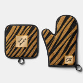 Zwart Goud Art Deco Modern Collectie Ovenwant & Pannenlap Set (Voorkant)