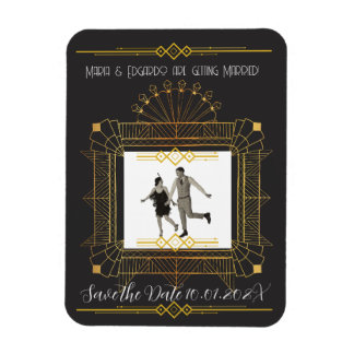 Zwart & Goud Art Deco Save The Date Magneet