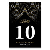 Zwart Goud Art Deco String Lights Tafel Kaart (Achterkant)